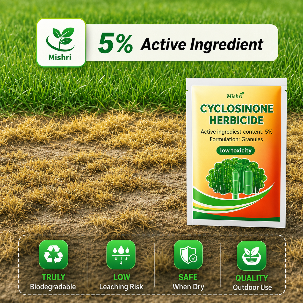Cyclosinone Herbicide – Outdoor Weed & Unwanted Growth Control Granules