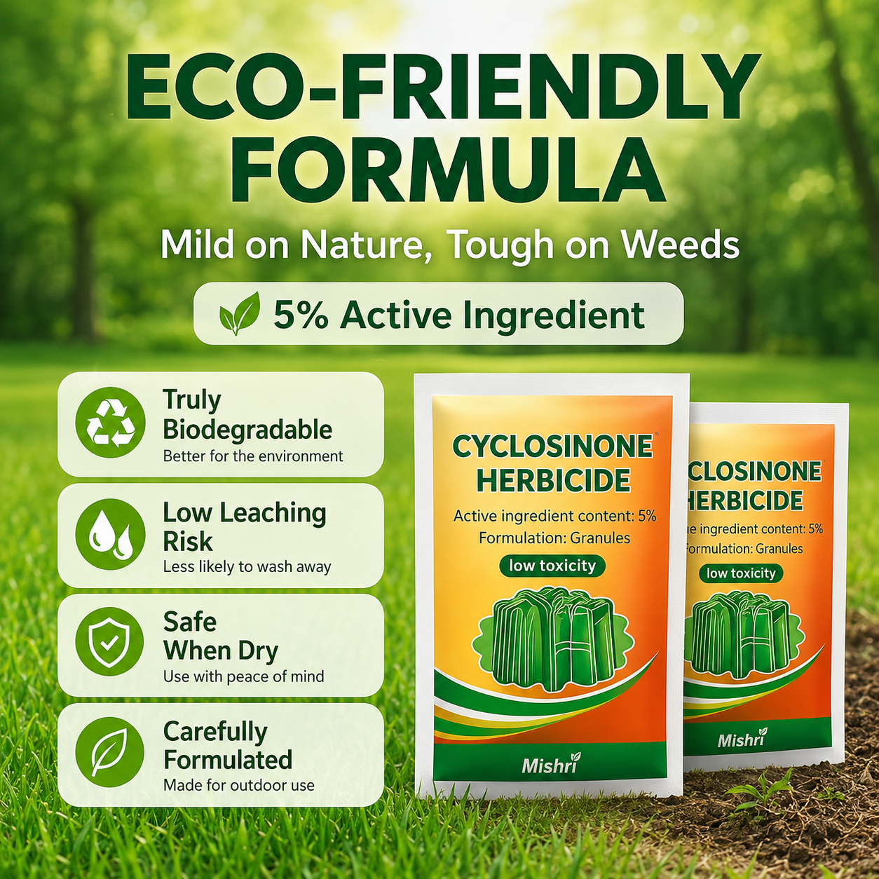 Cyclosinone Herbicide – Outdoor Weed & Unwanted Growth Control Granules